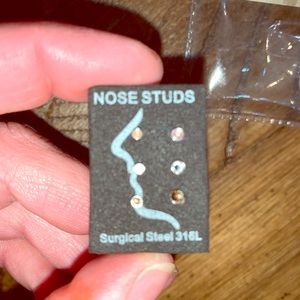 6 Assorted Color Stone Nose Studs